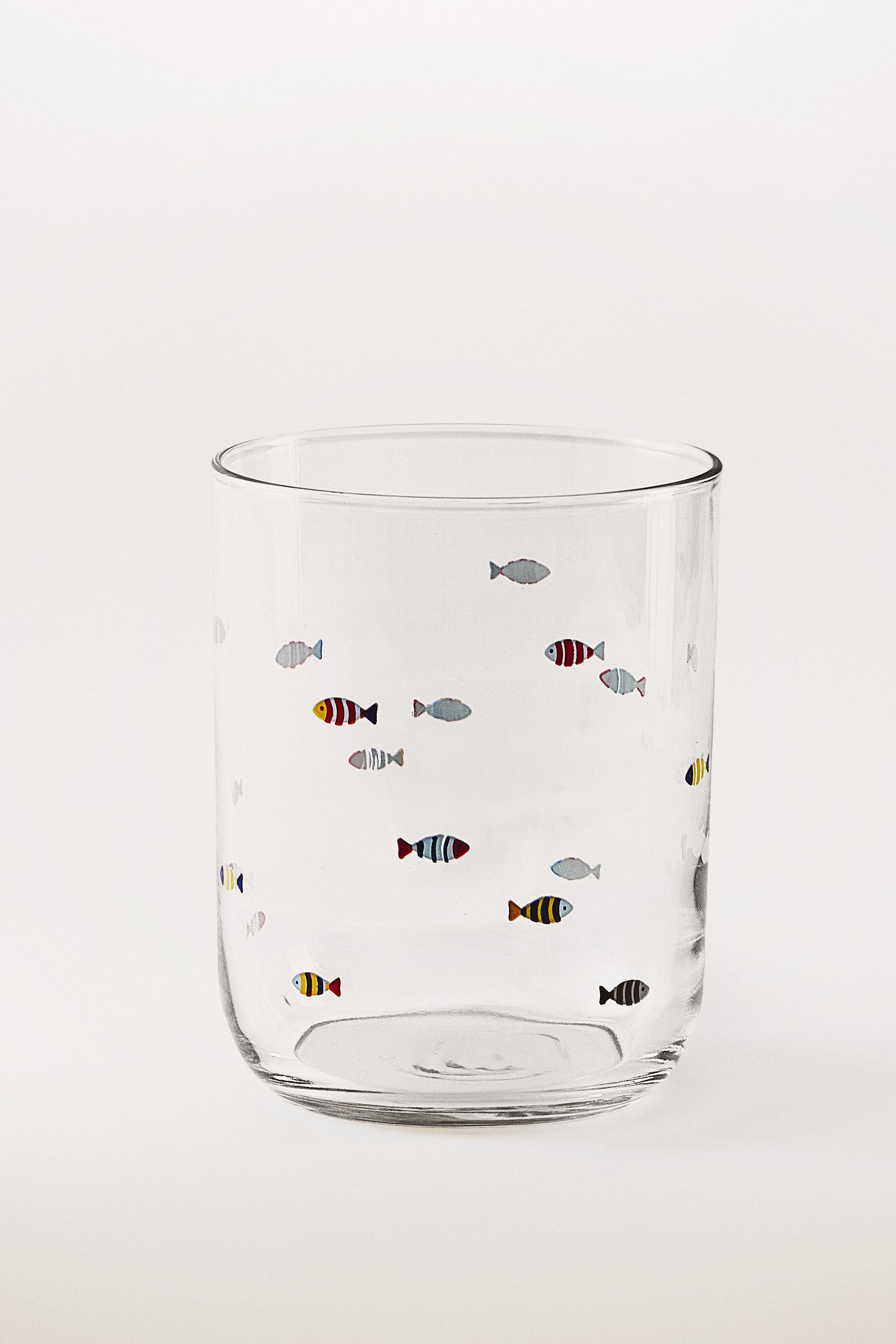 VERRE EN VERRE MOTIF POISSONS